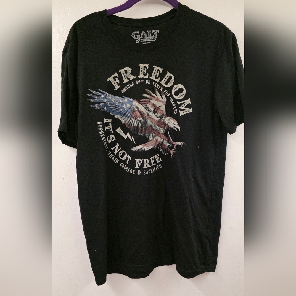GALT Freedom Graphic T Shirt Eagle Patriotic Mens Medium Black USA Tee
